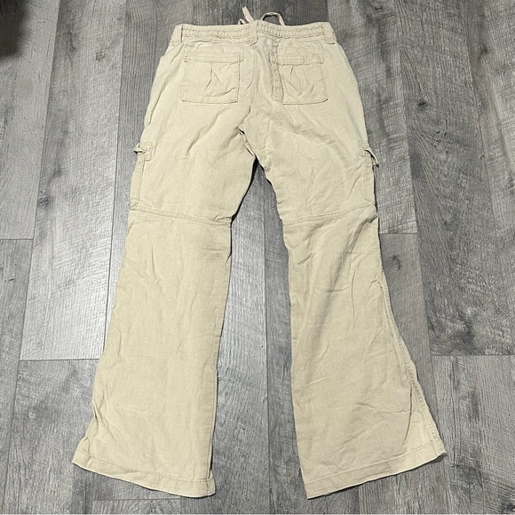 old navy Women's Cargo Pants beige baggy skater boho 90s 80s flared pants size 4 - Picture 2 of 8
